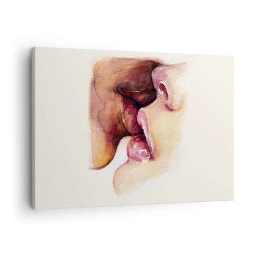 Quadro em tela - Uma pintura em aquarela de um close de um rosto - 70x50cm - Como a noite e o dia, a terra e o céu - Decoração de parede moderna para a sala de estar e quarto ARTTOR