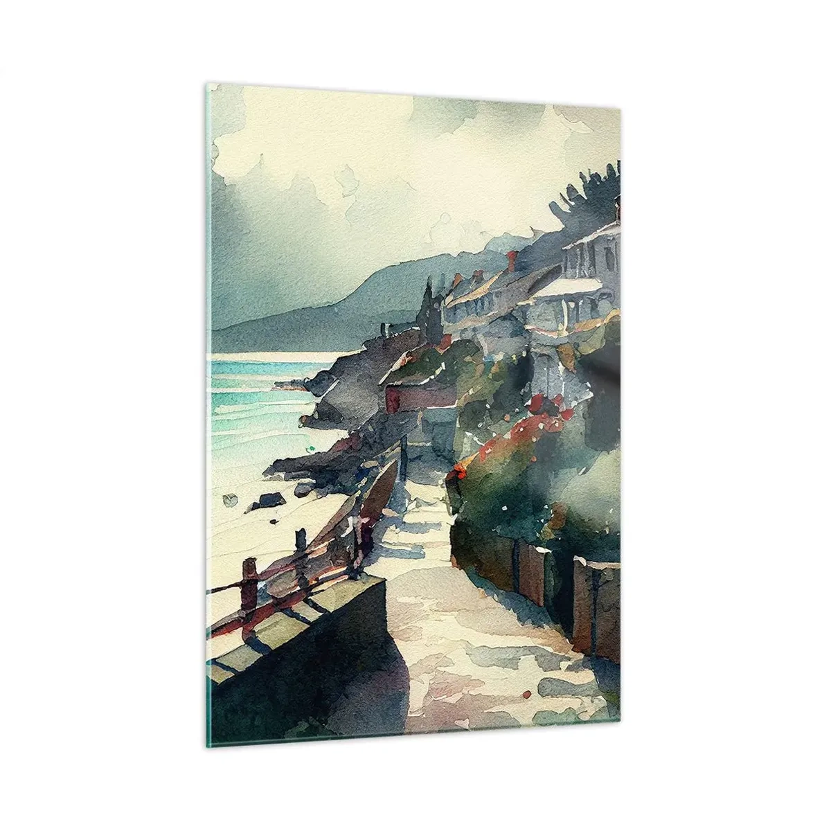 Quadro em vidro - Cidade mediterrânea - 50x70 cm