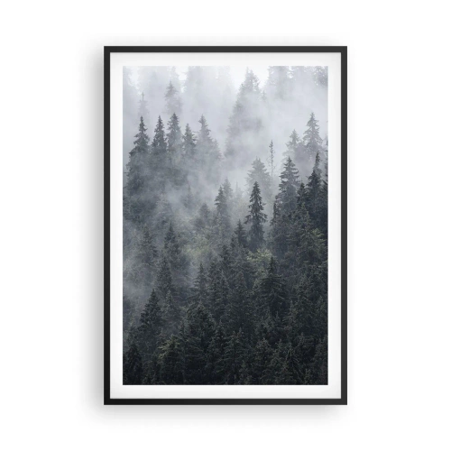 Pôster com moldura preta - O amanhecer da floresta - 61x91 cm