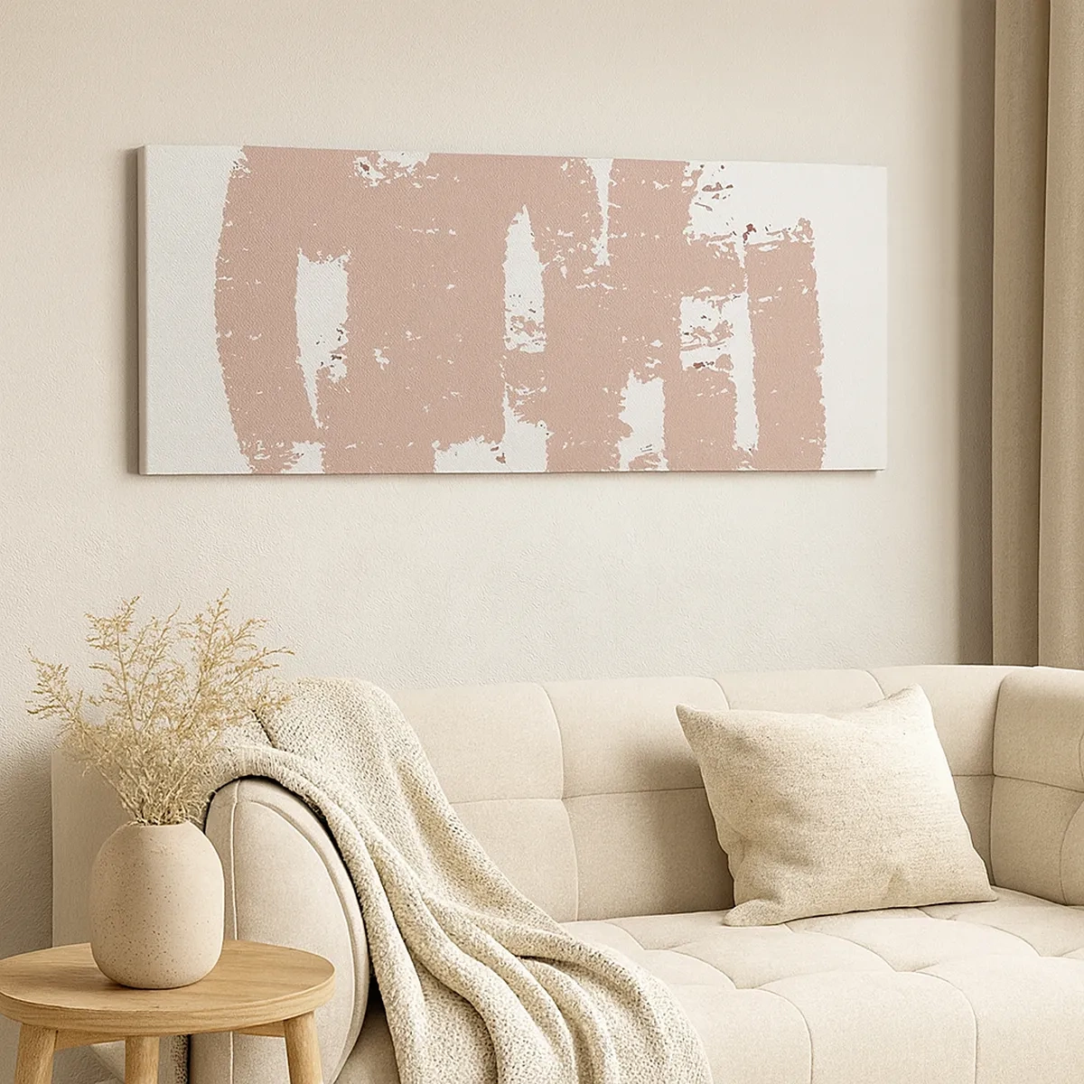 Quadro em tela - Abstração em rosa suave - 30x30 cm