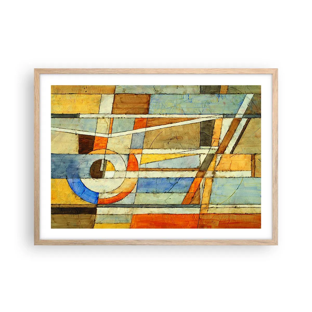 Pôster com moldura de carvalho claro - Cubismo em construção - 70x50 cm