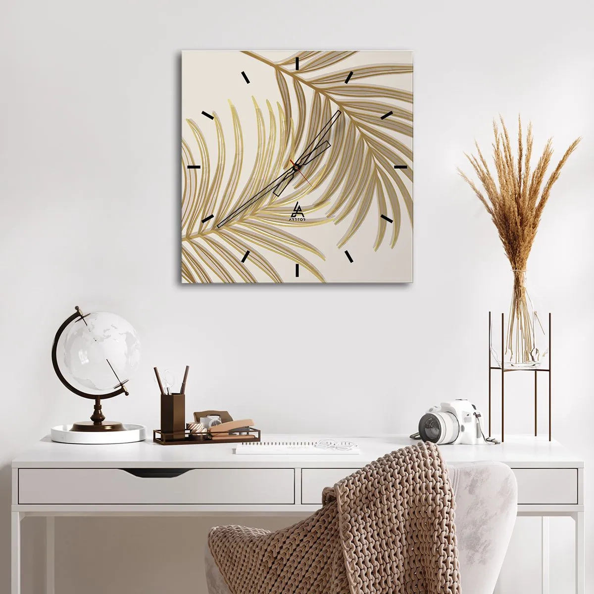 Relógio de parede - Relógio em vidro - Palma de Ouro! - 40x40 cm