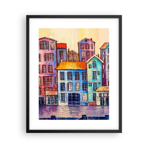 Pôster com moldura preta - Uma cidade como de um conto de fadas - 40x50 cm