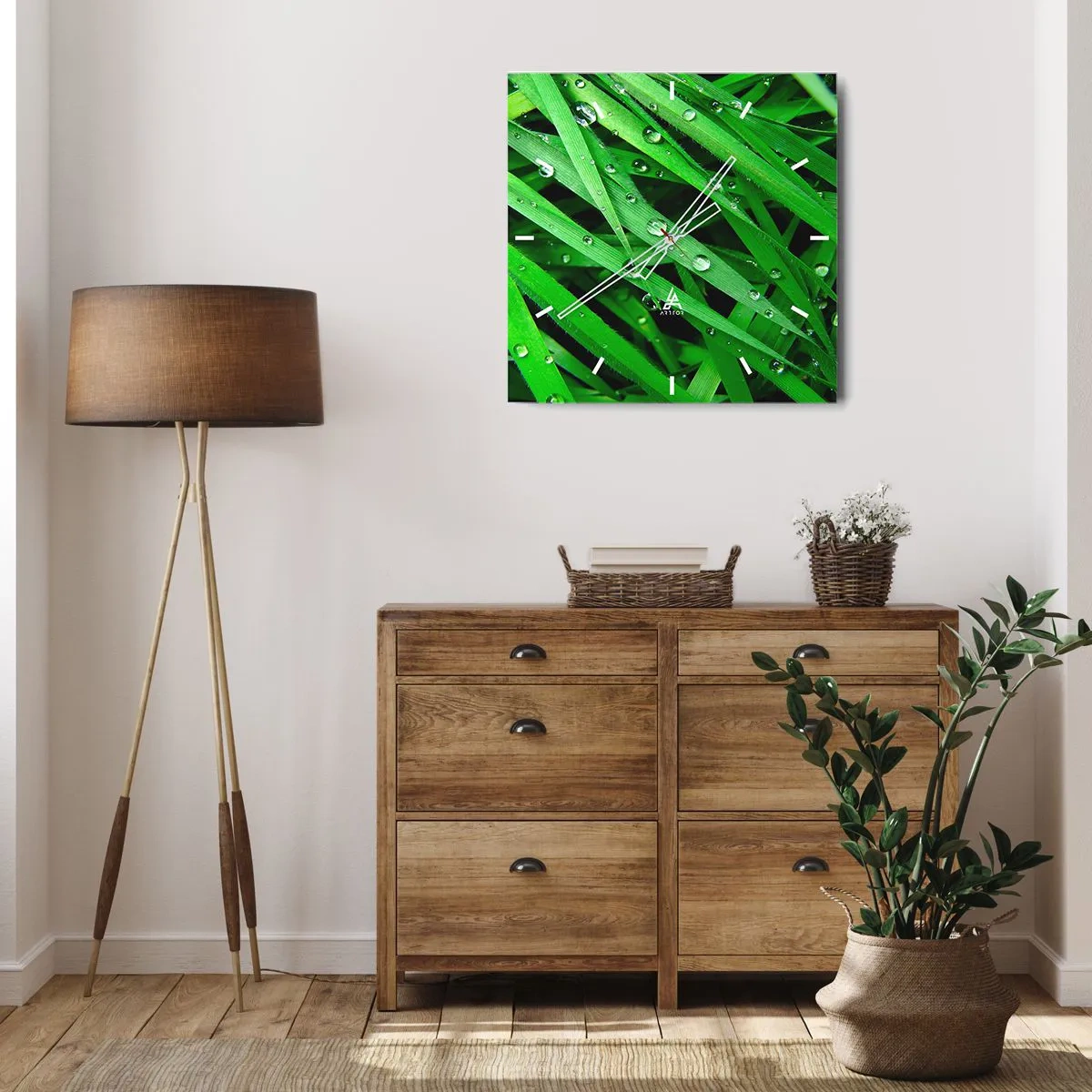 Relógio de parede - Relógio em vidro - Jogue no verde - 30x30 cm