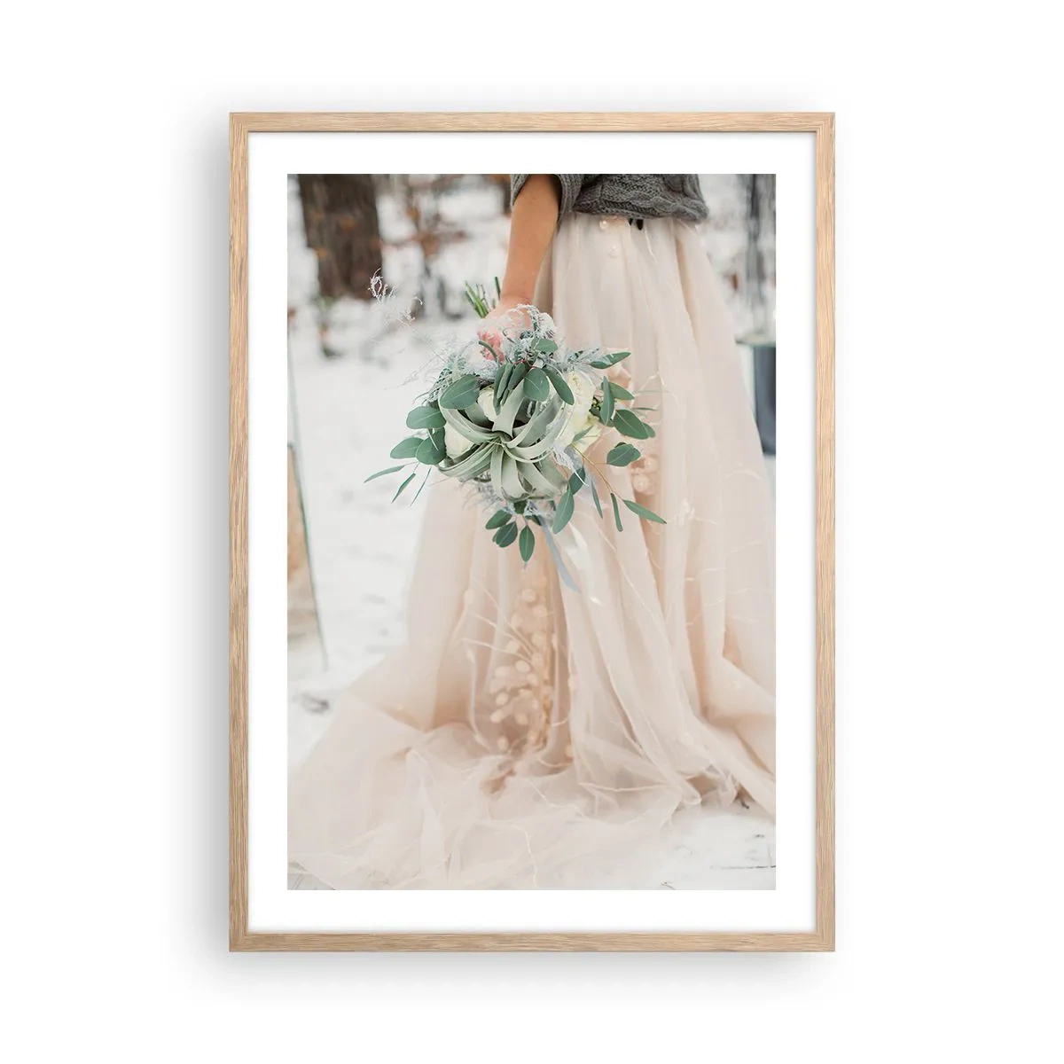 Pôster com moldura de carvalho claro - E viveram felizes para sempre - 50x70 cm