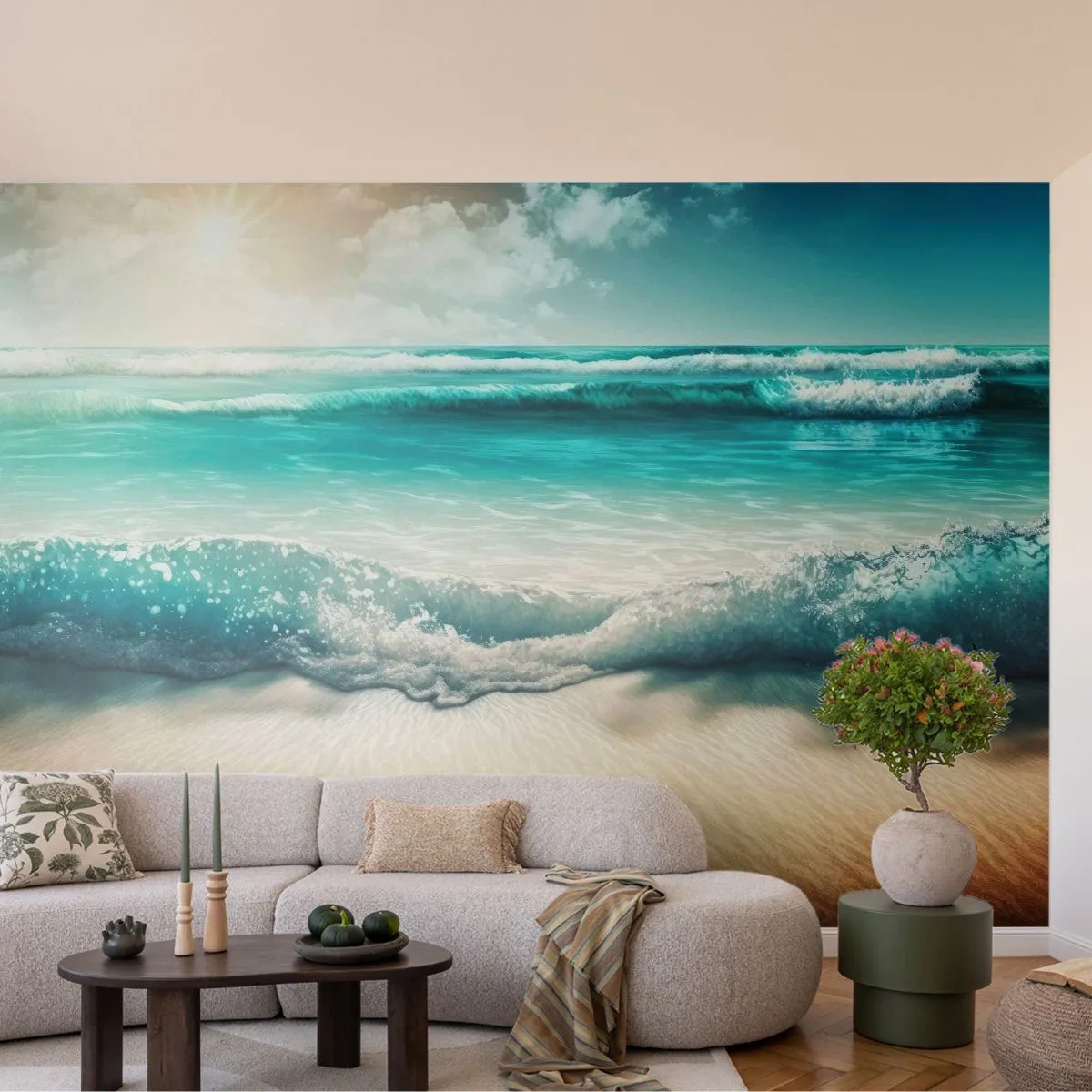 Papel de Parede Premium Sand - A paz do oceano - Praia, Mar, Borda - 500x350 cm