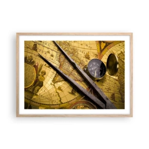 Pôster com moldura de carvalho claro - Onde estão esses tesouros? - 70x50 cm