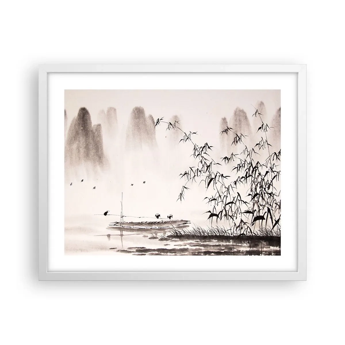 Pôster em moldura branca - O silêncio dos campos de arroz - 50x40 cm