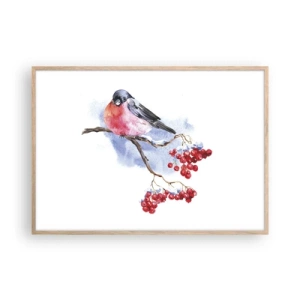 Pôster com moldura de carvalho claro - Inverno a cores - 100x70 cm