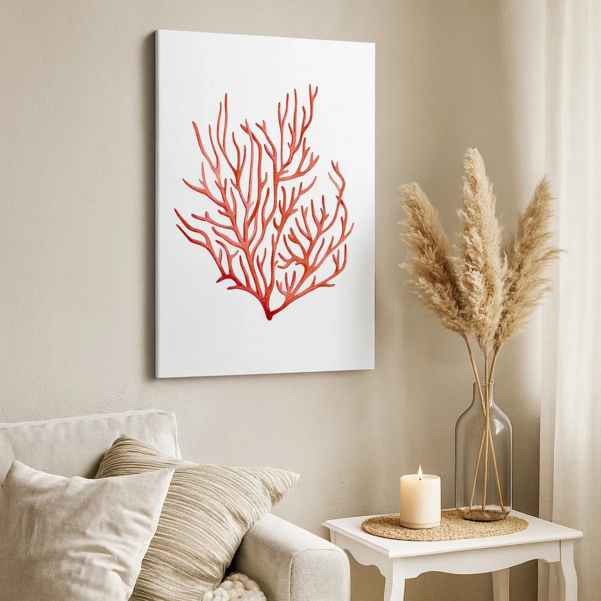 Quadro em tela - Filigrana coral - 50x70 cm
