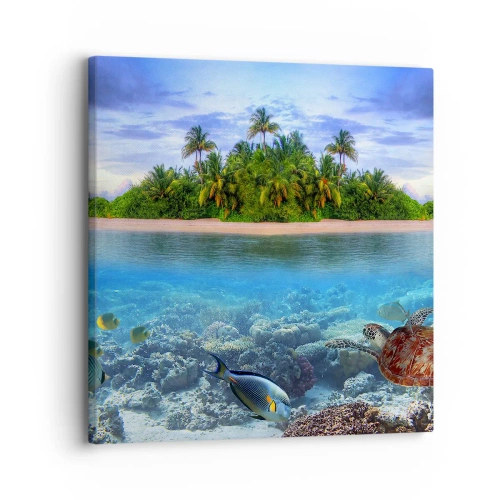 Quadro em tela - A Ilha Celestial lhe convida - 30x30 cm