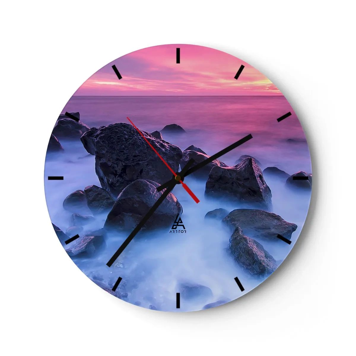 Relógio de parede - Relógio em vidro - Nascimento em brilho e nevoeiro - 40x40 cm
