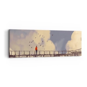 Quadro em tela - Saudade azul - 90x30 cm