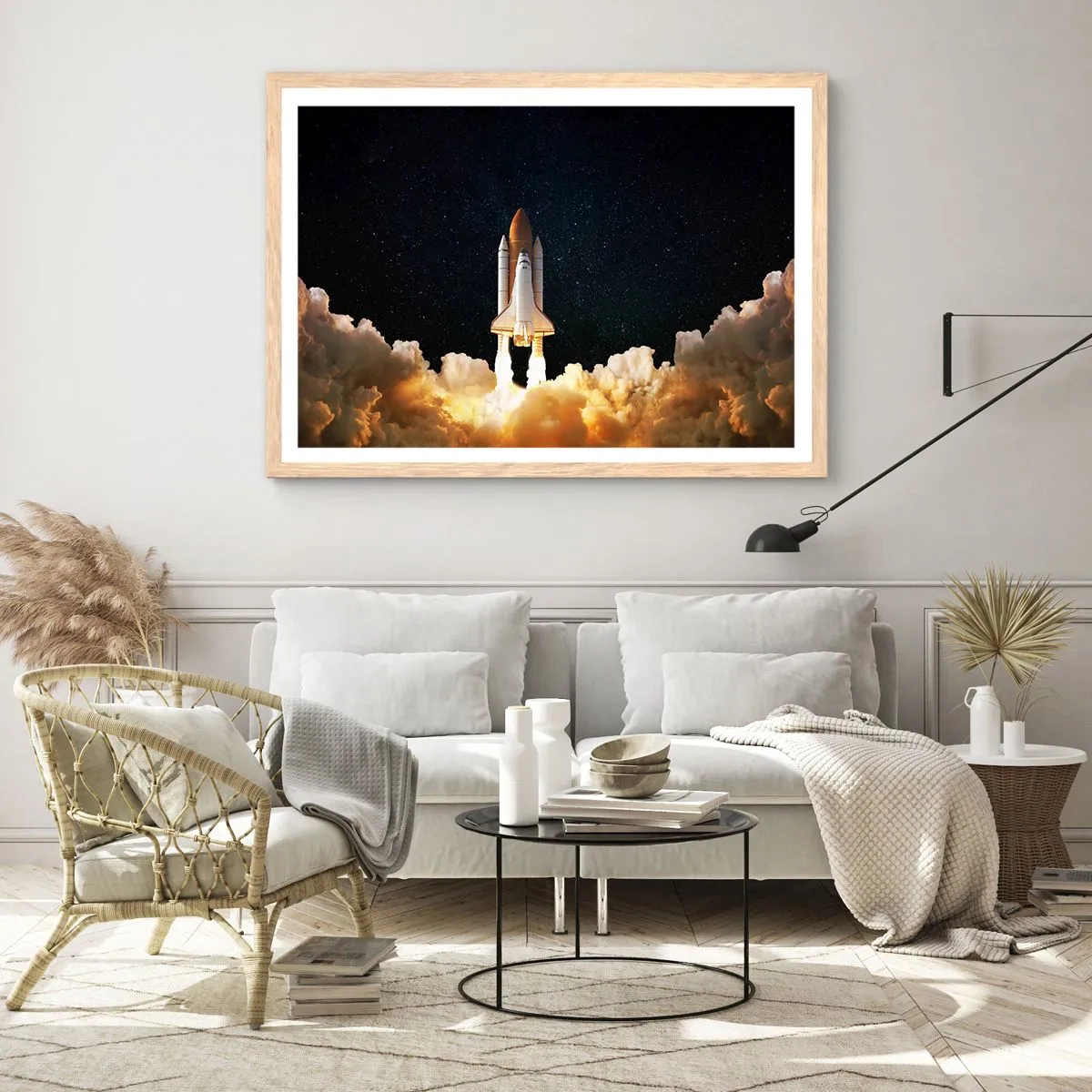 Pôster com moldura de carvalho claro - Ad astra! - 70x50 cm
