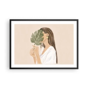 Pôster com moldura preta - Retrato misterioso com uma adepta - 70x50 cm