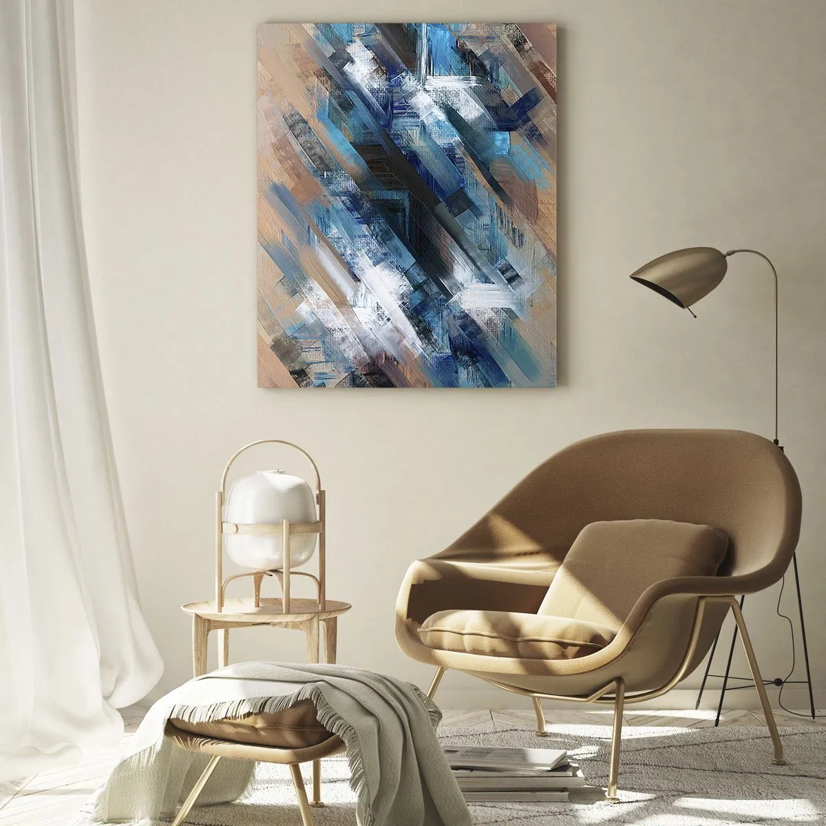 Quadro em vidro - Numa diagonal azul - 70x100 cm