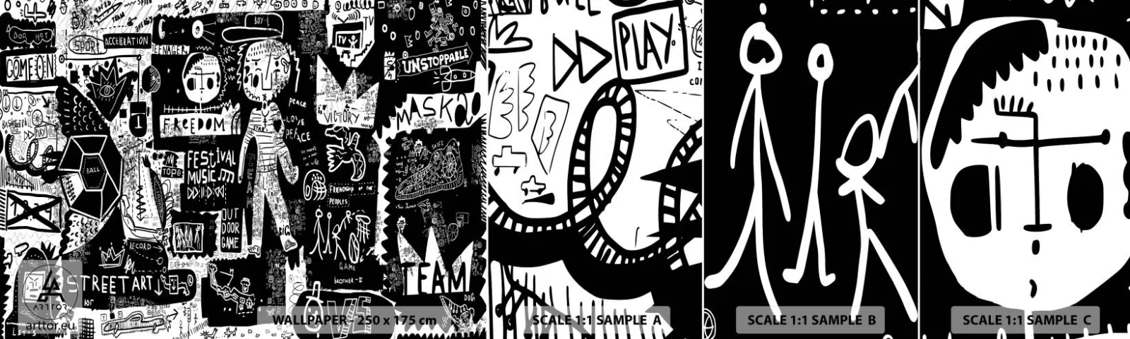 Amostra de papel de parede autocolante Deluxe Sticker - O direito e a alegria da juventude espiritual - Grafite, Pedaço, Padrão Moderno - 100x30 cm