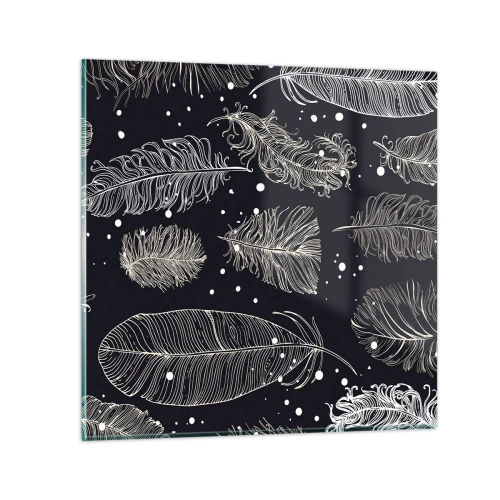 Quadro em vidro - Rendas de penas - 50x50 cm