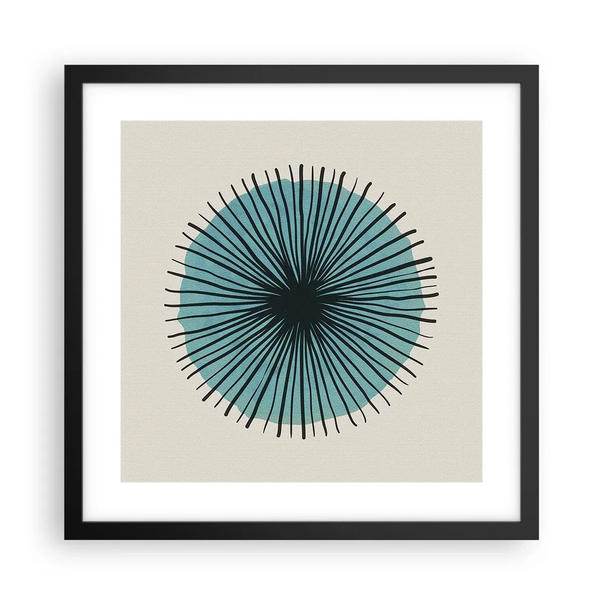 Pôster com moldura preta - Radiante sobre o azul - 40x40 cm