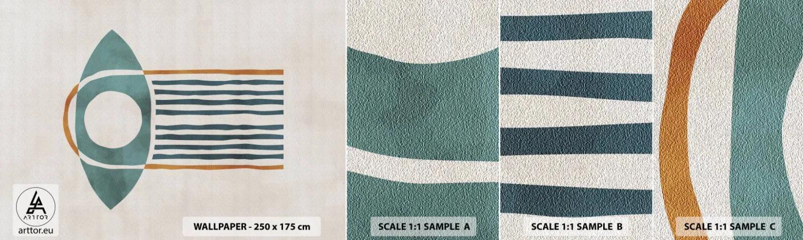 Amostra de Papel de Parede Standard Eco - Sinais e rituais - Boho, Olho, Minimalismo - 100x30 cm