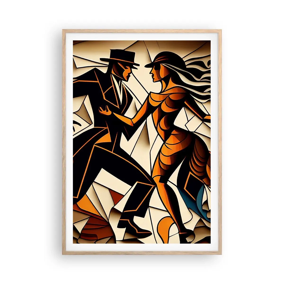 Pôster com moldura de carvalho claro - Dança de paixão e paixão - 70x100 cm