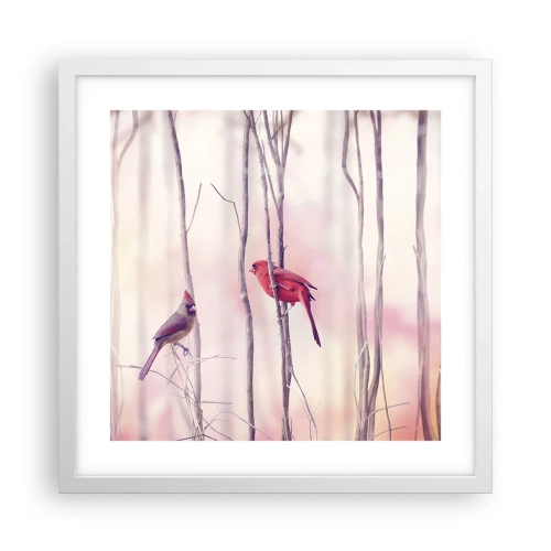 Pôster em moldura branca - O Conto da floresta rosa - 40x40 cm