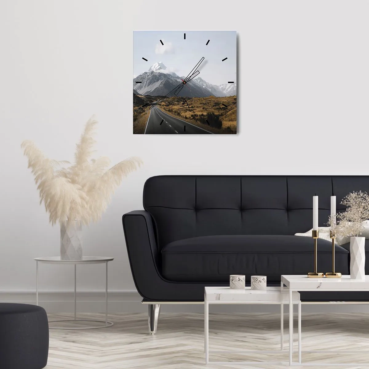 Relógio de parede - Relógio em vidro - O caminho para o coração das montanhas - 40x40 cm