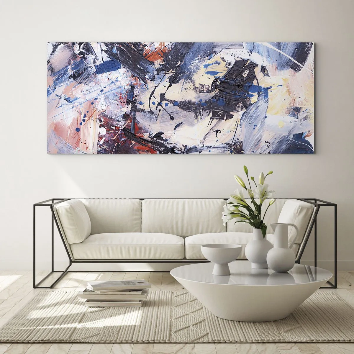 Quadro em vidro - Dança louca da abstração - 100x40 cm