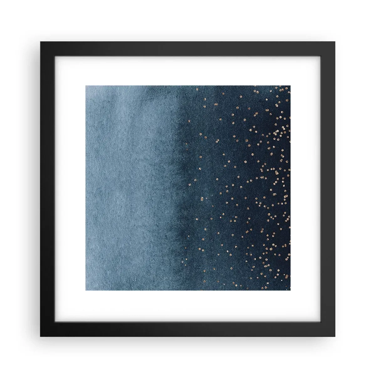 Pôster com moldura preta - Composição – fases azuis - 30x30 cm