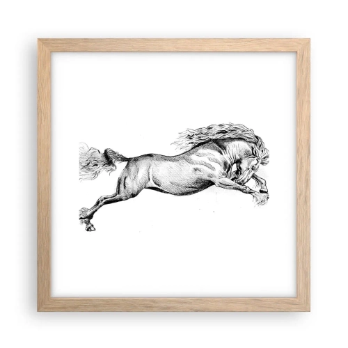 Pôster com moldura de carvalho claro - Parado a galope - 30x30 cm