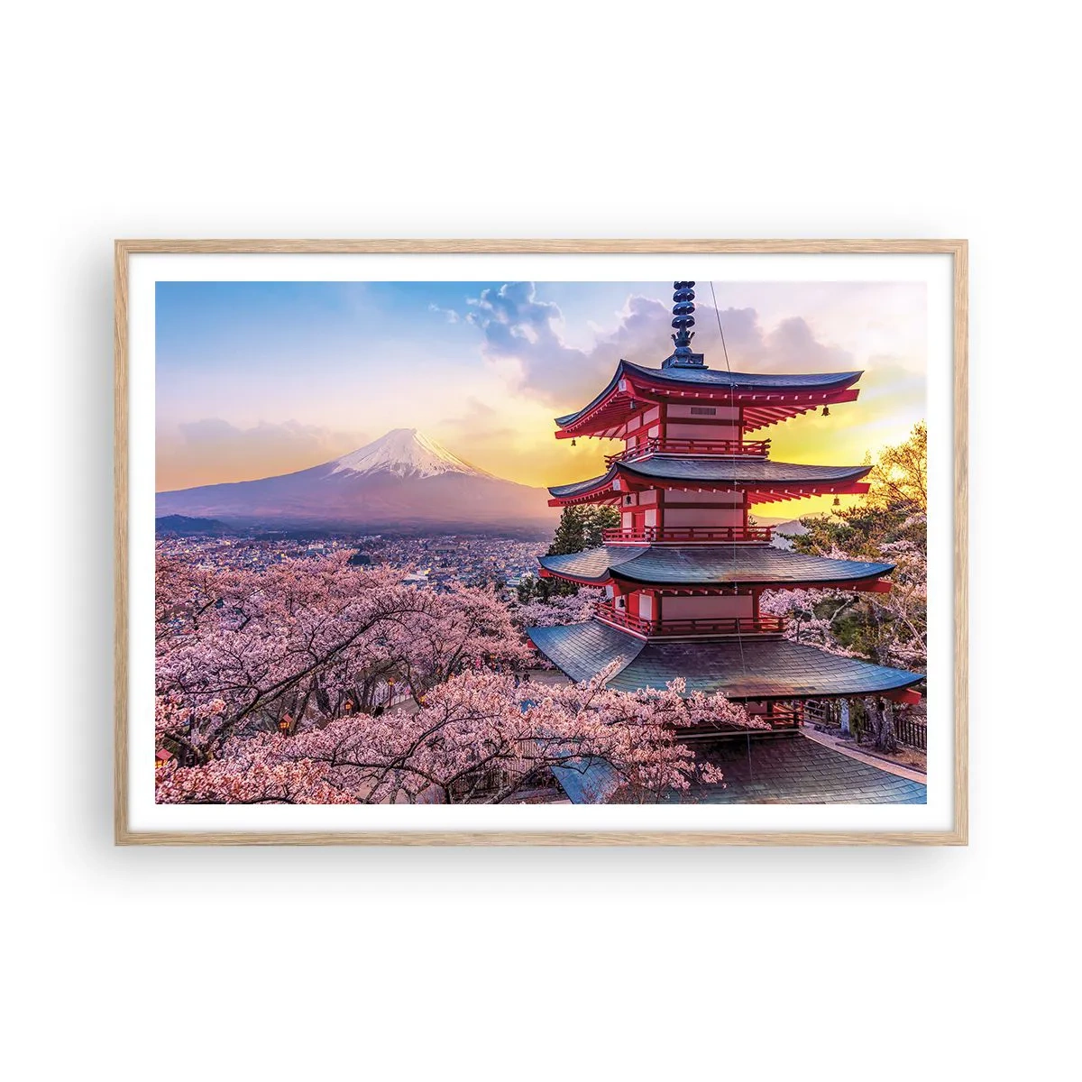 Pôster com moldura de carvalho claro - A essência do espírito japonês - 100x70 cm