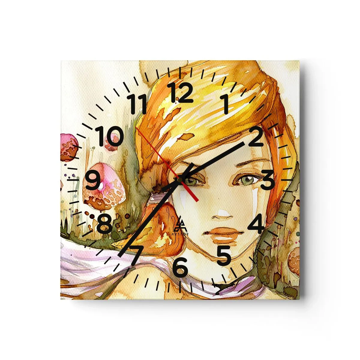 Relógio de parede - Relógio em vidro - Um olhar esmeralda que acalma a raiva - 30x30 cm