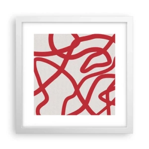 Pôster em moldura branca - Vermelho em branco - 30x30 cm