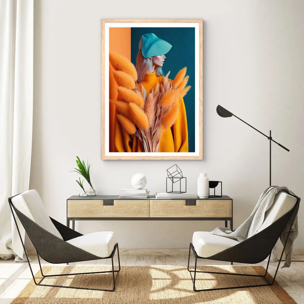 Pôster com moldura de carvalho claro - Retrato fofo - 40x50 cm