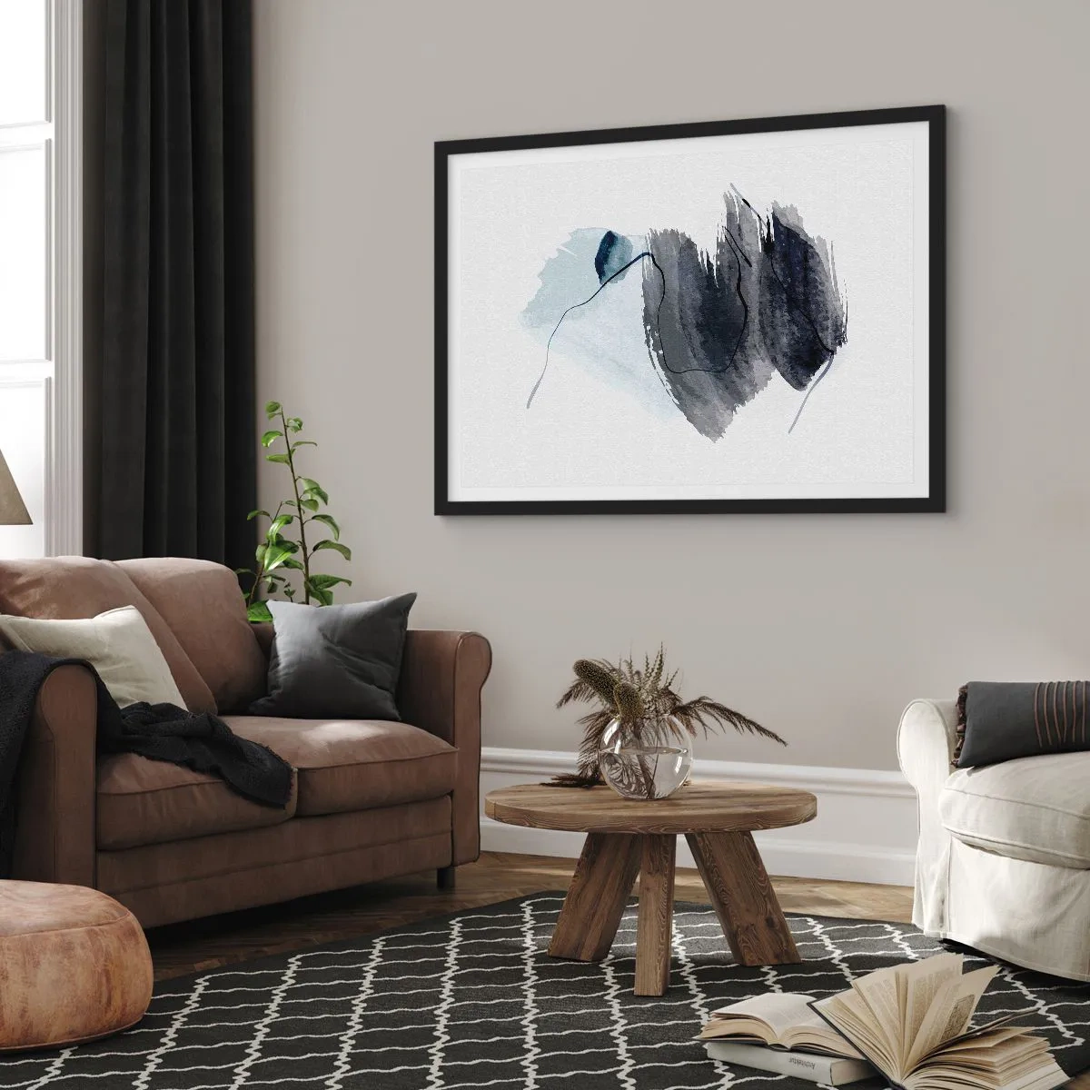 Pôster com moldura preta - Intensidade e movimento - 91x61 cm