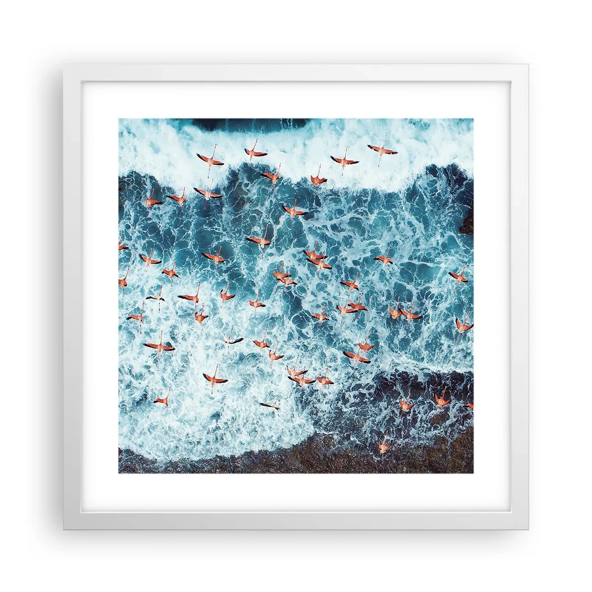 Pôster em moldura branca - Desfile à beira-mar - 40x40 cm