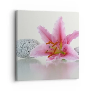 Quadro em tela - Estudo em rosa, cinza e branco - 30x30 cm