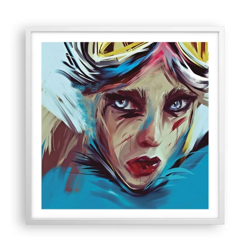 Pôster em moldura branca - A guerreira das estradas - 60x60 cm