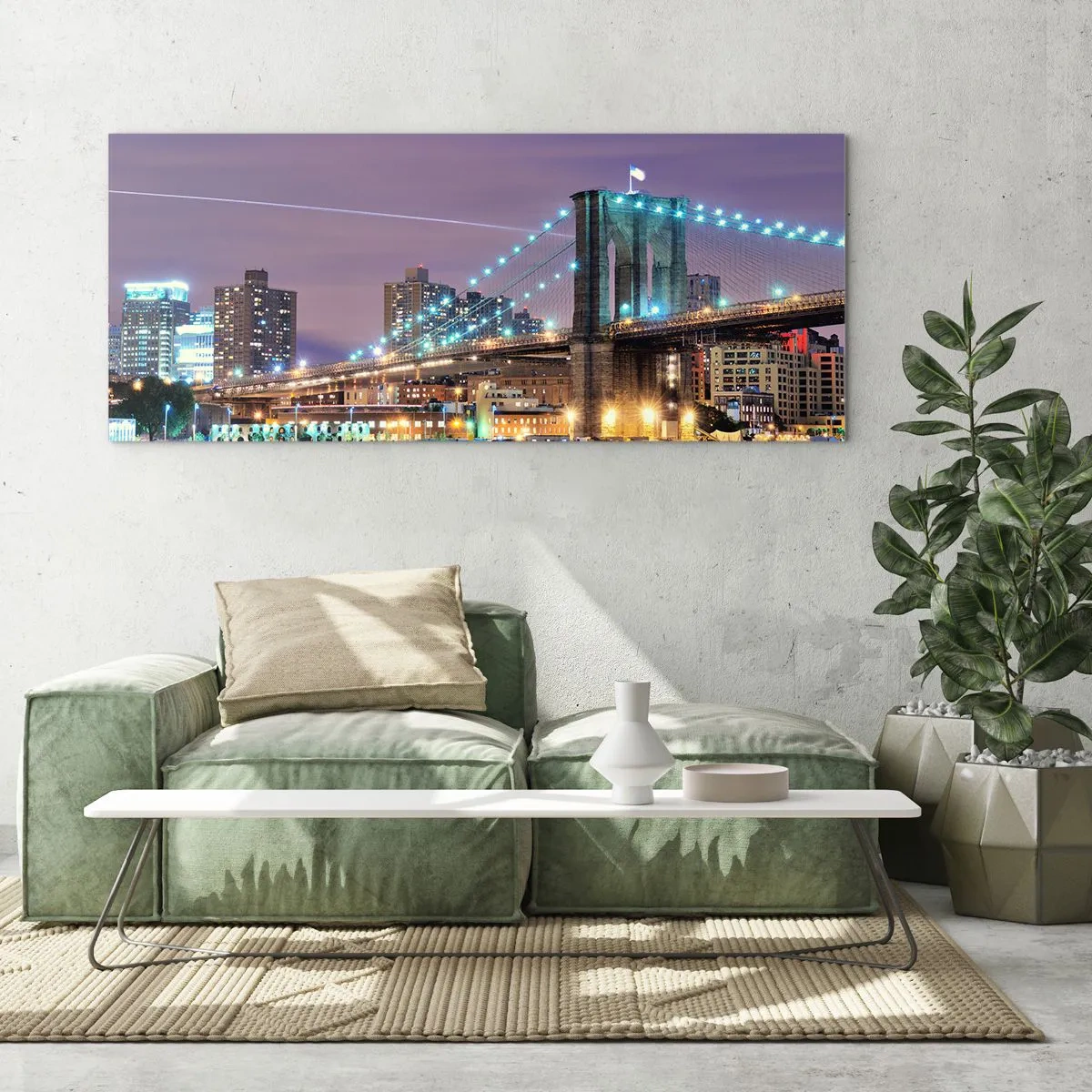 Quadro em vidro - Por muitos anos, a Ponte do Brooklyn - 90x30 cm