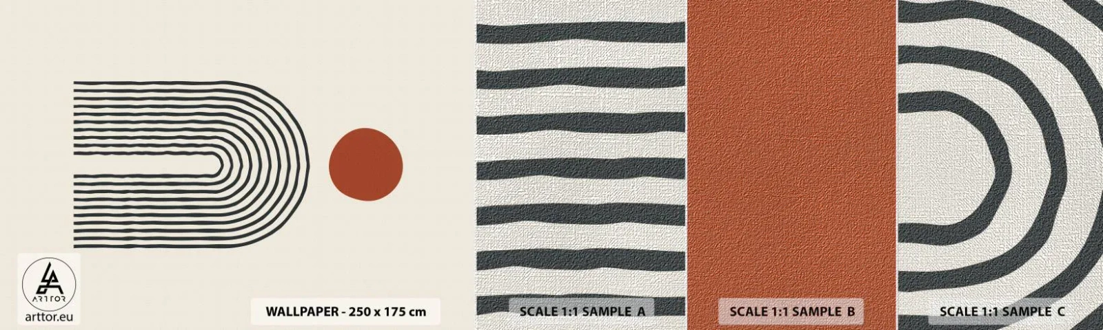 Amostra de papel de parede Premium Canvas - Magnetismo de formas e cores - Abstração, Gráficos, Padrão Moderno - 100x30 cm