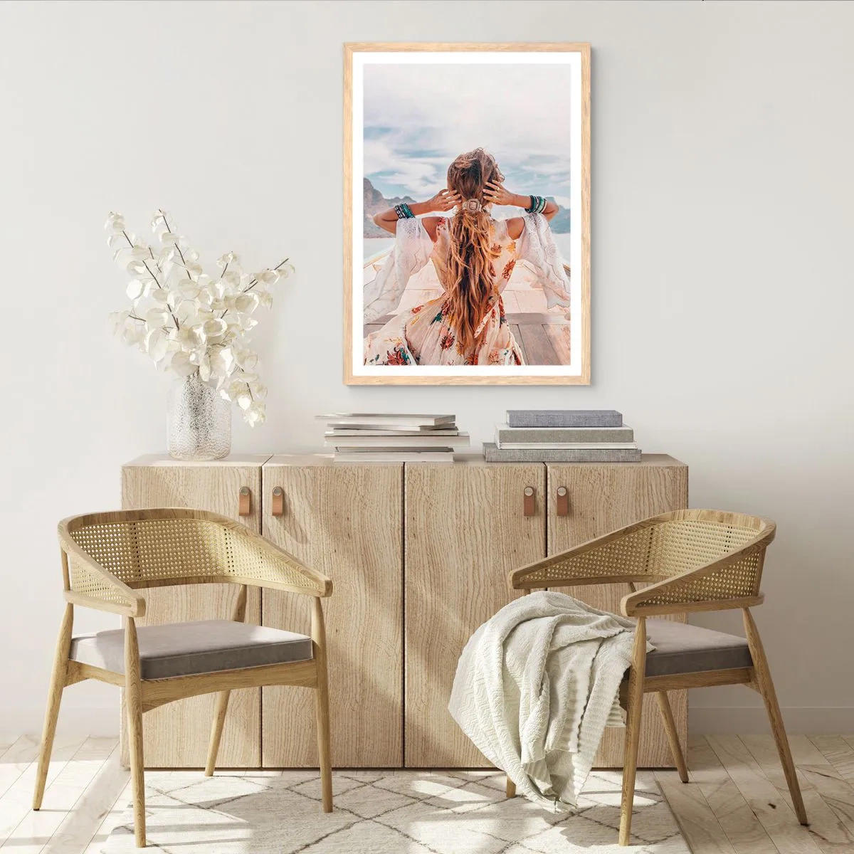 Pôster com moldura de carvalho claro - A caminho da felicidade - 61x91 cm