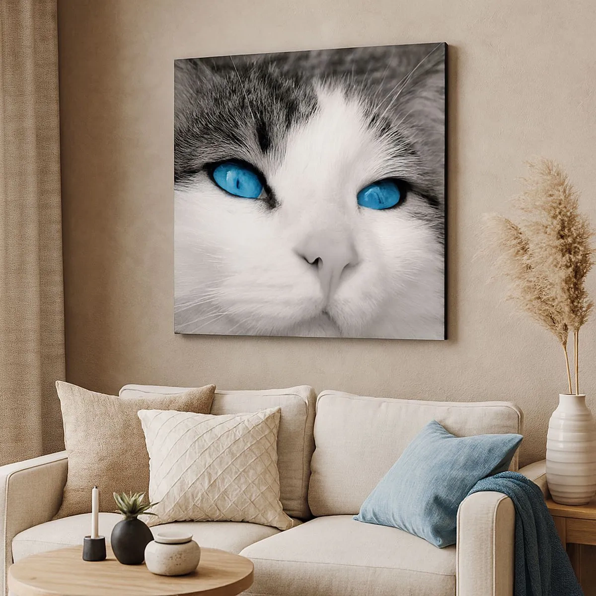 Quadro em tela - Raridade de olhos azuis - 30x30 cm