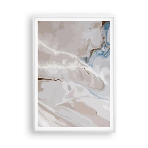 Pôster em moldura branca - Meandros azuis sob branco - 70x100 cm