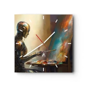 Relógio de parede - Relógio em vidro - A arte do futuro - 40x40 cm
