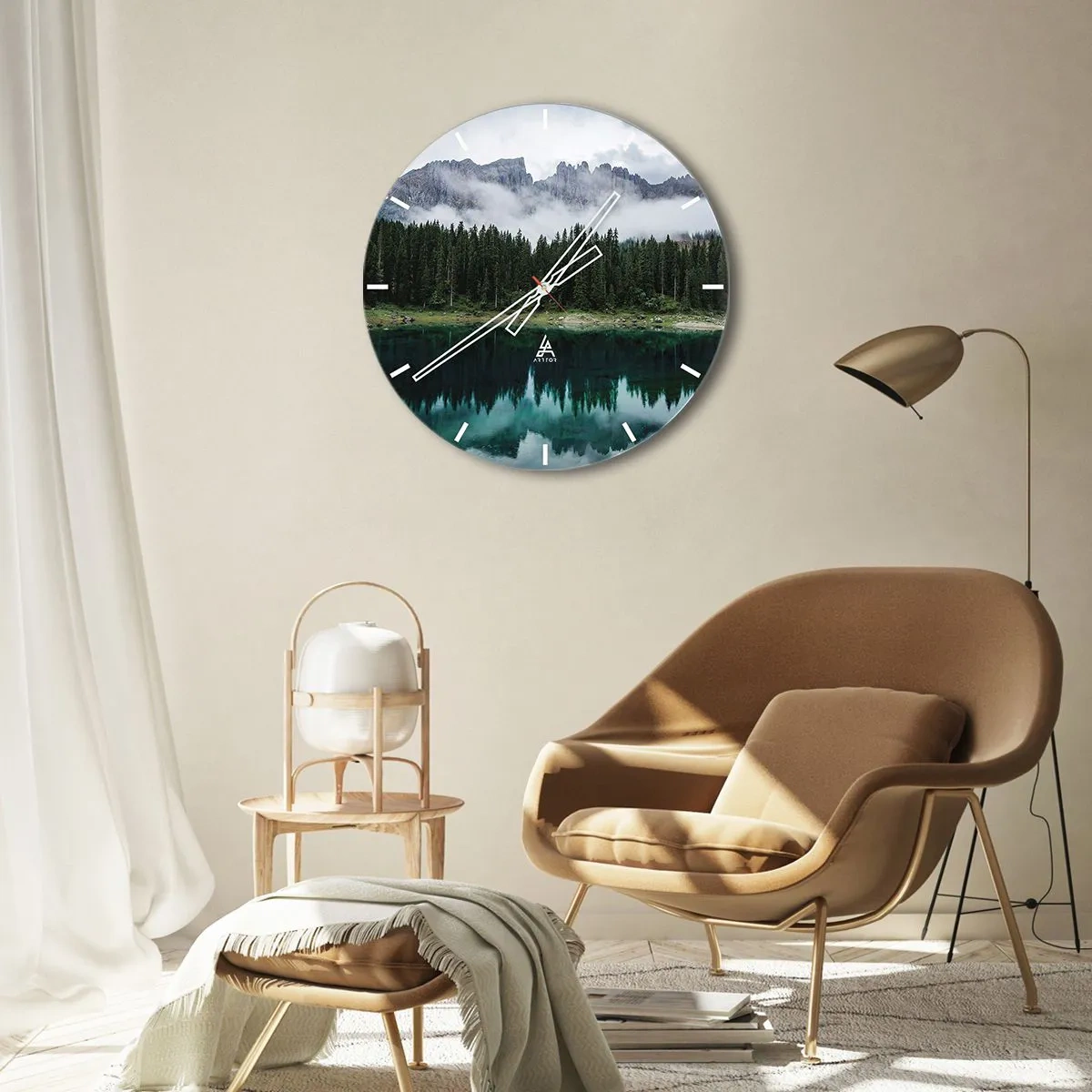 Relógio de parede - Relógio em vidro - Calma, silêncio, não vamos acordar a água... - 30x30 cm