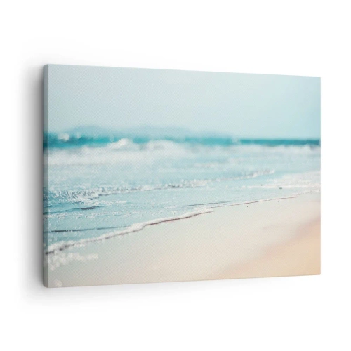 Quadro em tela - Ondas suaves do oceano em uma praia de areia - 70x50cm - Calor e ruído - Decoração de parede moderna para a sala de estar e quarto ARTTOR
