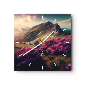 Relógio de parede - Relógio em vidro - Verão nas montanhas - 30x30 cm