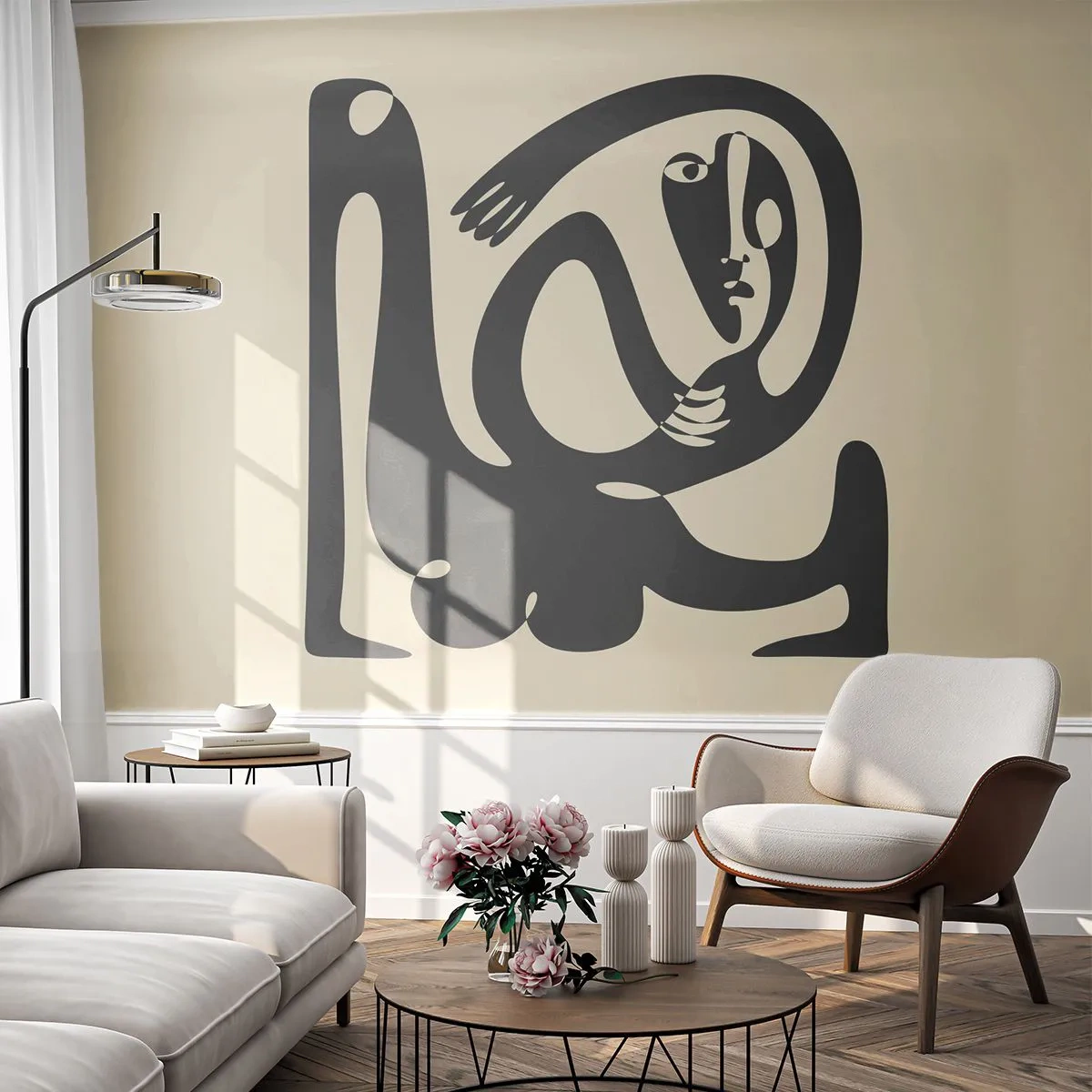 Papel de Parede Premium Canvas - Quase Picasso - Abstração, Pedaço, Gráficos - 250x175 cm