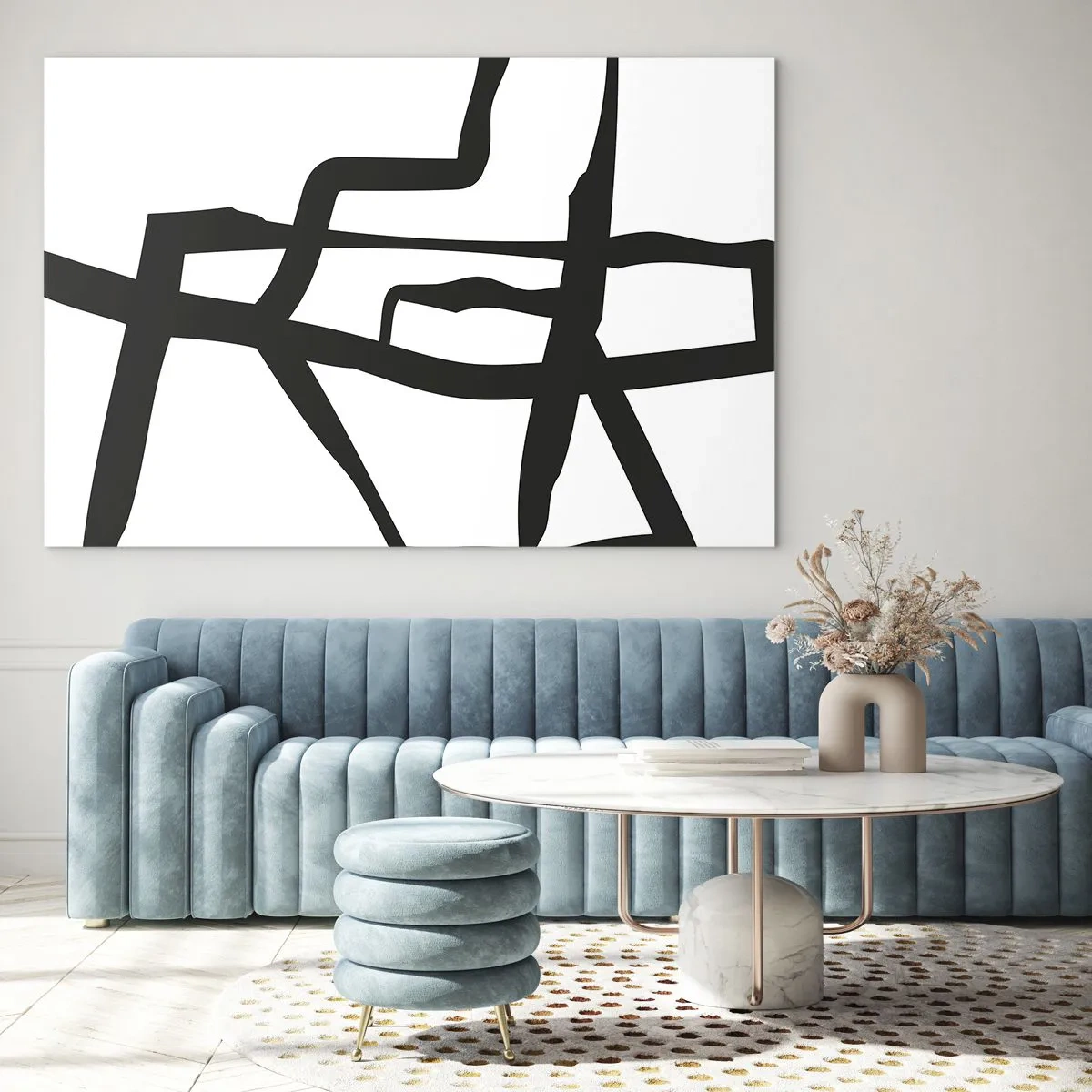 Quadro em vidro - Projeto preto e branco - 100x70 cm