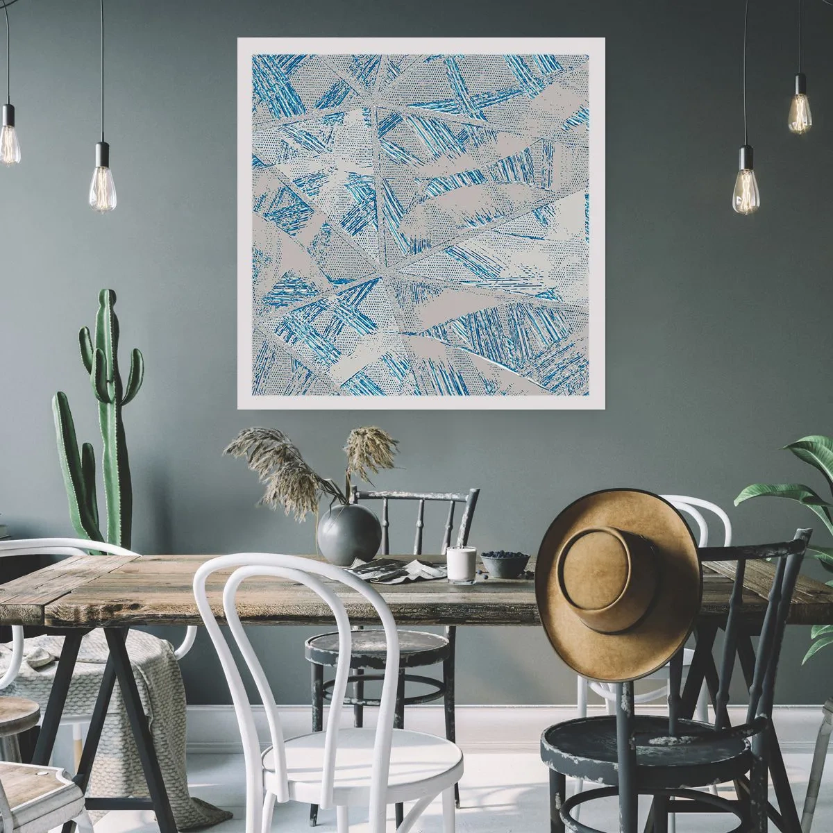 Pôster - Em um labirinto azul e cinza - 50x50 cm